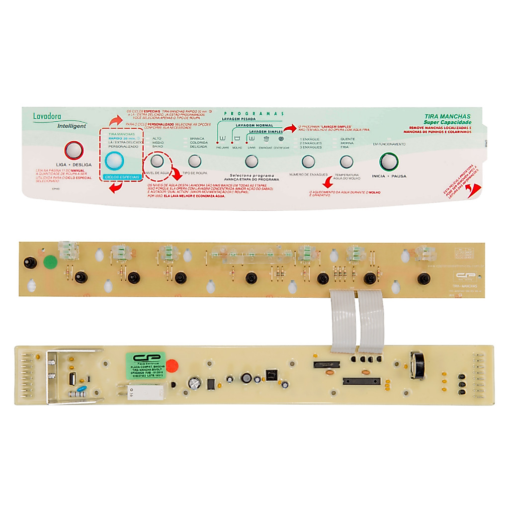 Placa Interface Potência + Adesivo Compatível Lavadora Brastemp Intelligent Tira Manchas Super Capacidade Bwq24b