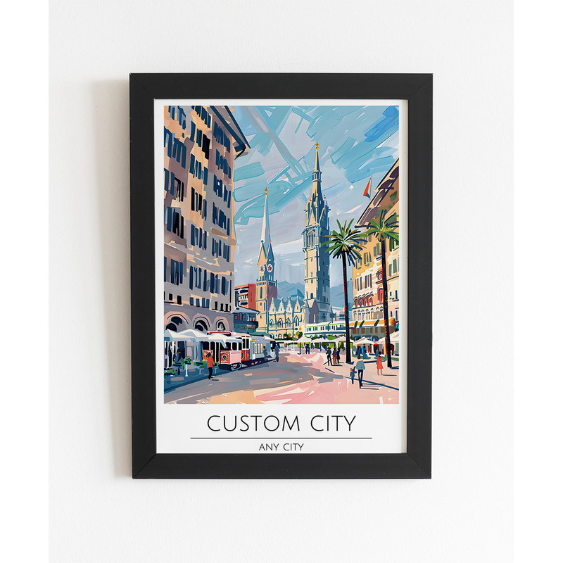 Quadro Aquarela Custom City - Any City
