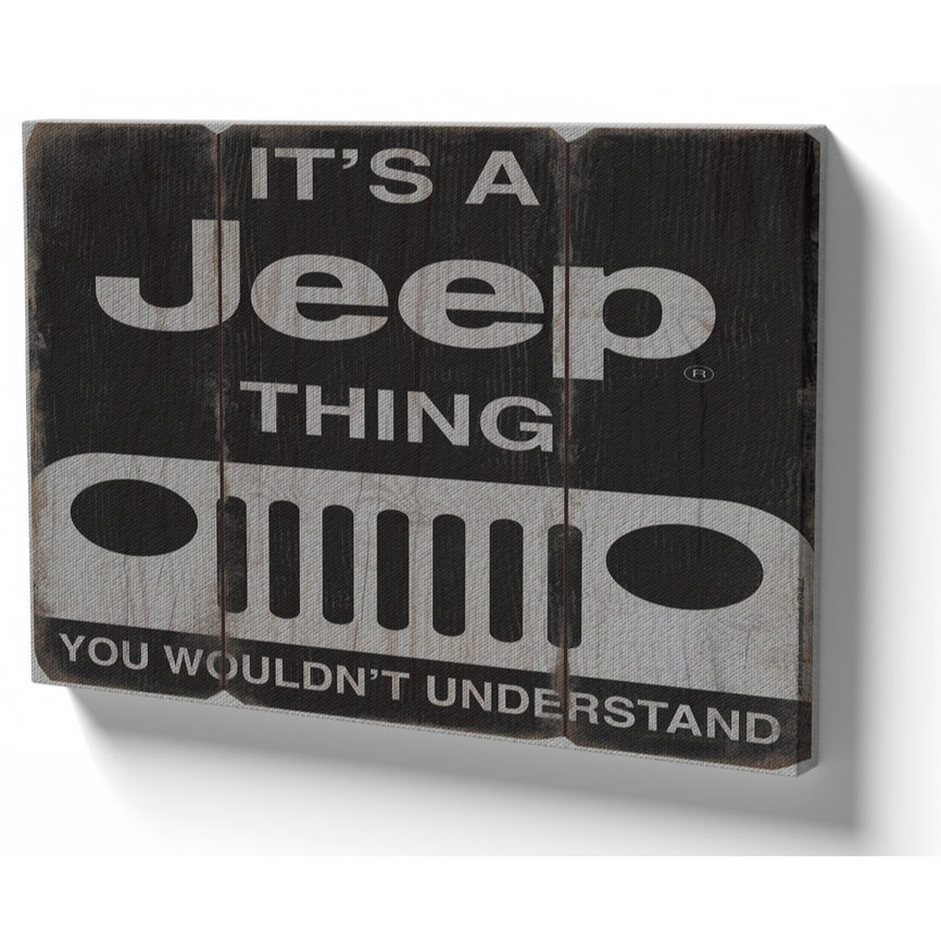 Quadro luxo tela 50x70 estrutura madeira Jeep carro Jipeiro off road renegade