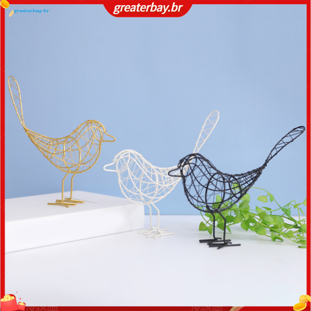 Minimalist Hollow Metal Bird Figurine Iron Wire Sculpture Stable Tabletop Decor for Desk Bookshelf Home Decoration Gift