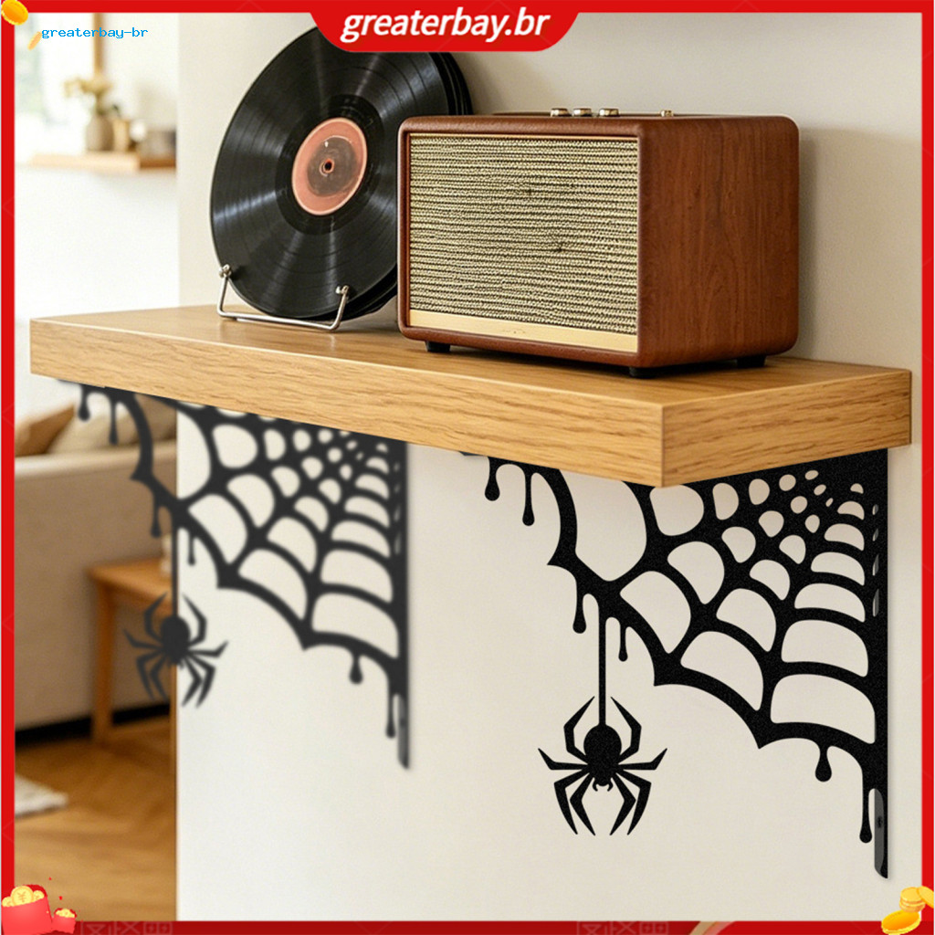2pcs Gothic Spider Web Metal Wall Art Outdoor Indoor Minimalist Corner Decor for Living Room Bedroom Garden Porch – Du