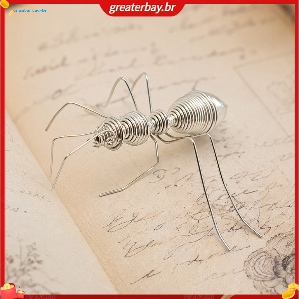 Miniature Silver Metal Ant Figurine – Hollow-out Sculpture Minimalist Desk Decor Office Bookshelf Ornament Collectible