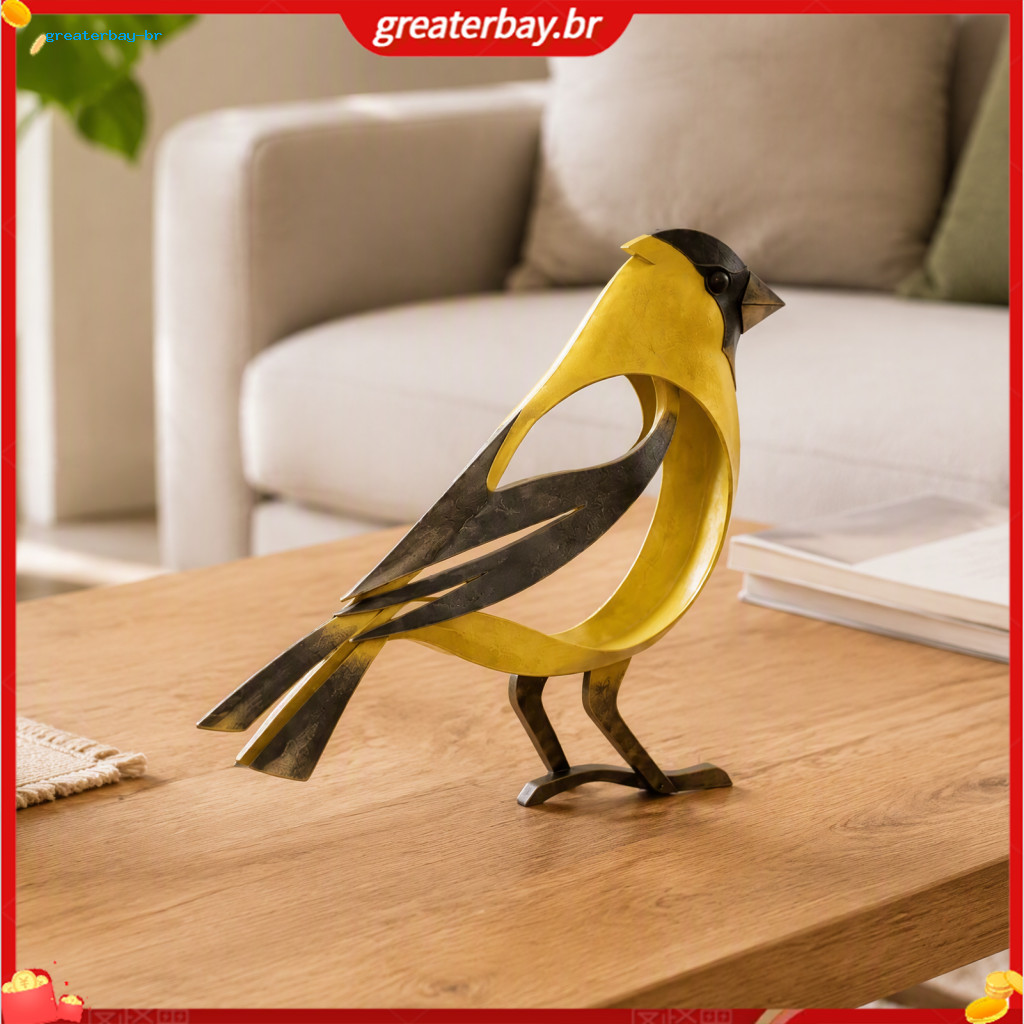 Minimalist Metal Bird Figurine Small Sculpture Pastoral Style Desktop Ornament for Home Room Shelf Tabletop Decor Elegan