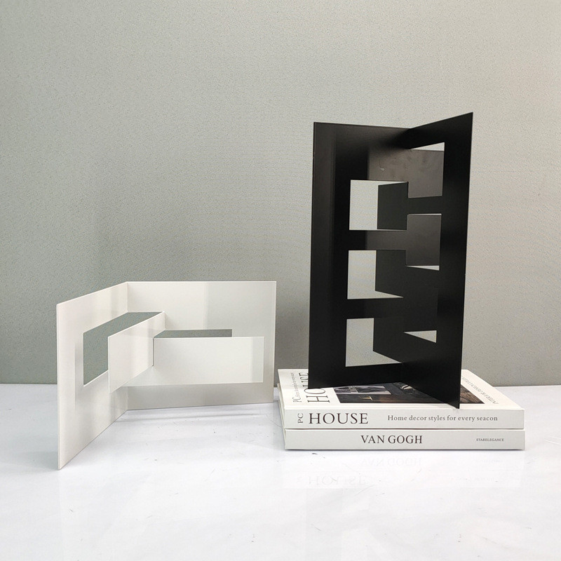 Modern minimalist white metal three-dimensional hollow screen geometric ornament for living room, model home, and artist