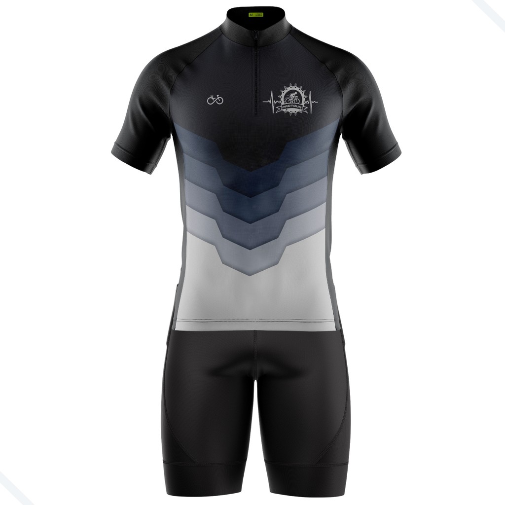 CONJUNTO CICLISMO MASCULINO BERMUDA E CAMISA PRO TOUR ONDAS COM BOLSOS UV 50+