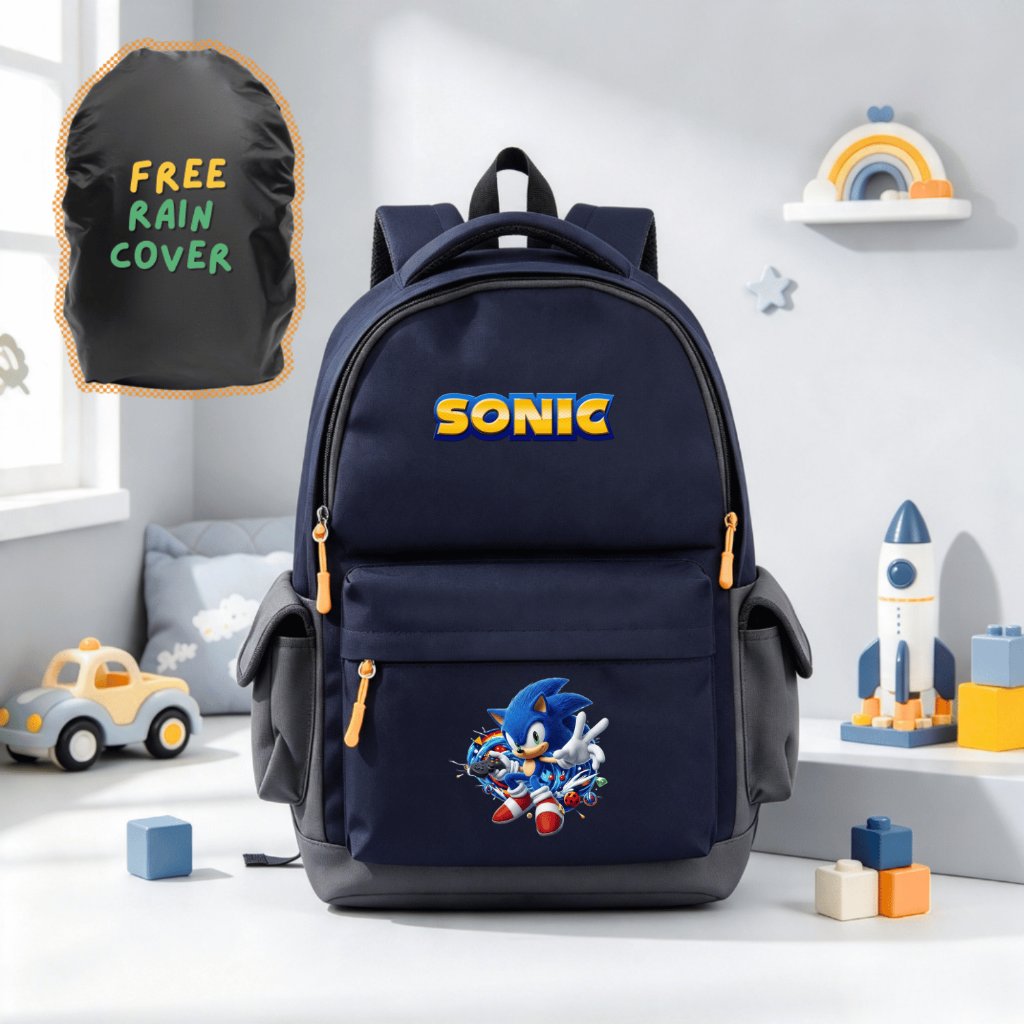 Catenzo-CUT 061 U1851 Bolsa Escolar Para Meninos Capa De Chuva Grátis Sonic Image Gaming Mochila Casual Com Bolso Homens