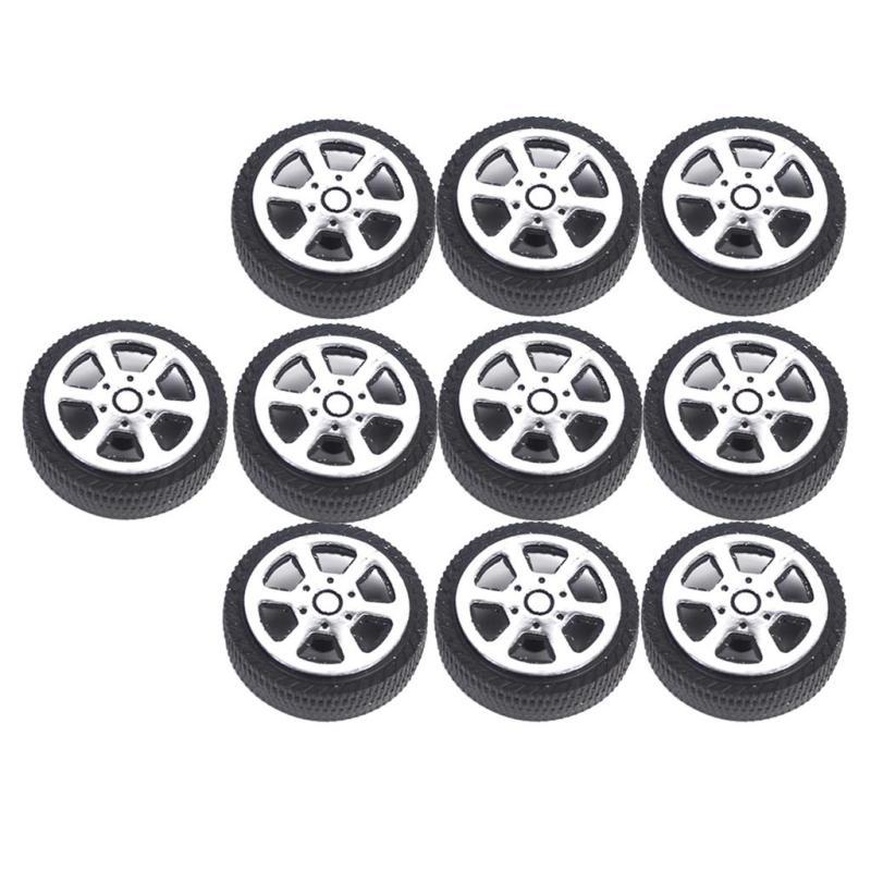 [Fineblue] 10 Unidades/Conjunto 30mm Pneus De Plástico Com Aro De Roda De 5 Raios Para Carro De Corrida RC Acessório DIY