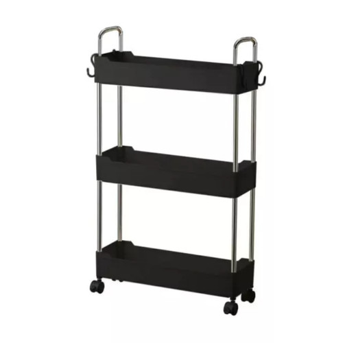 Organizador Multiuso Rolling Storage 3 Niveis Preto Prateleira Com Rodas