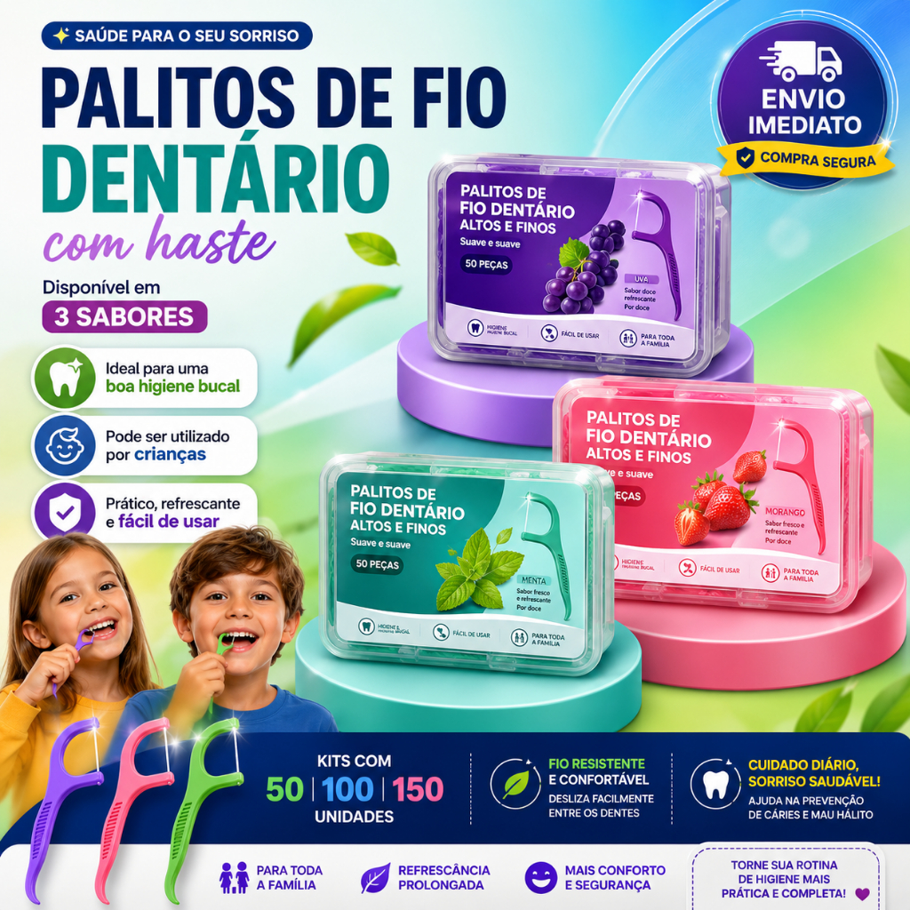 Kit Fio Dental com Haste em Forma de Arco Ultra Fina - Projetado para Usuários de Todas as Idades  50/100/150/200/400
