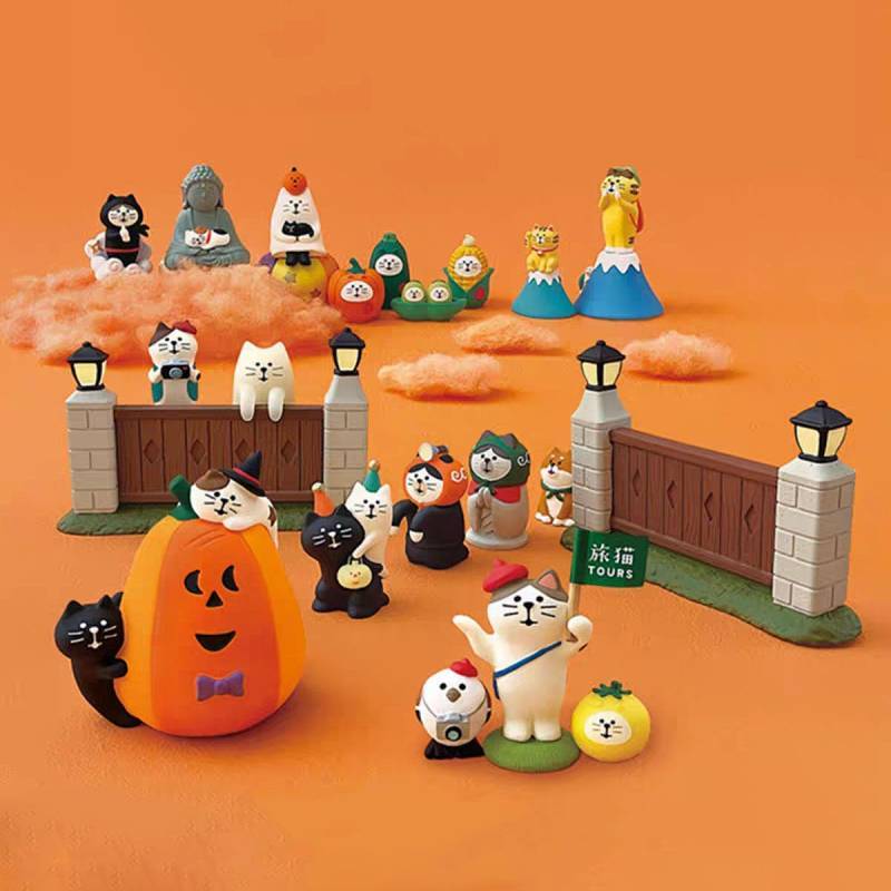 Japanese Cat New Pumpkin Fashion Play Creative Blind Box Gift Halloween Ornaments Zakka Resin Craft Ornament dhsa