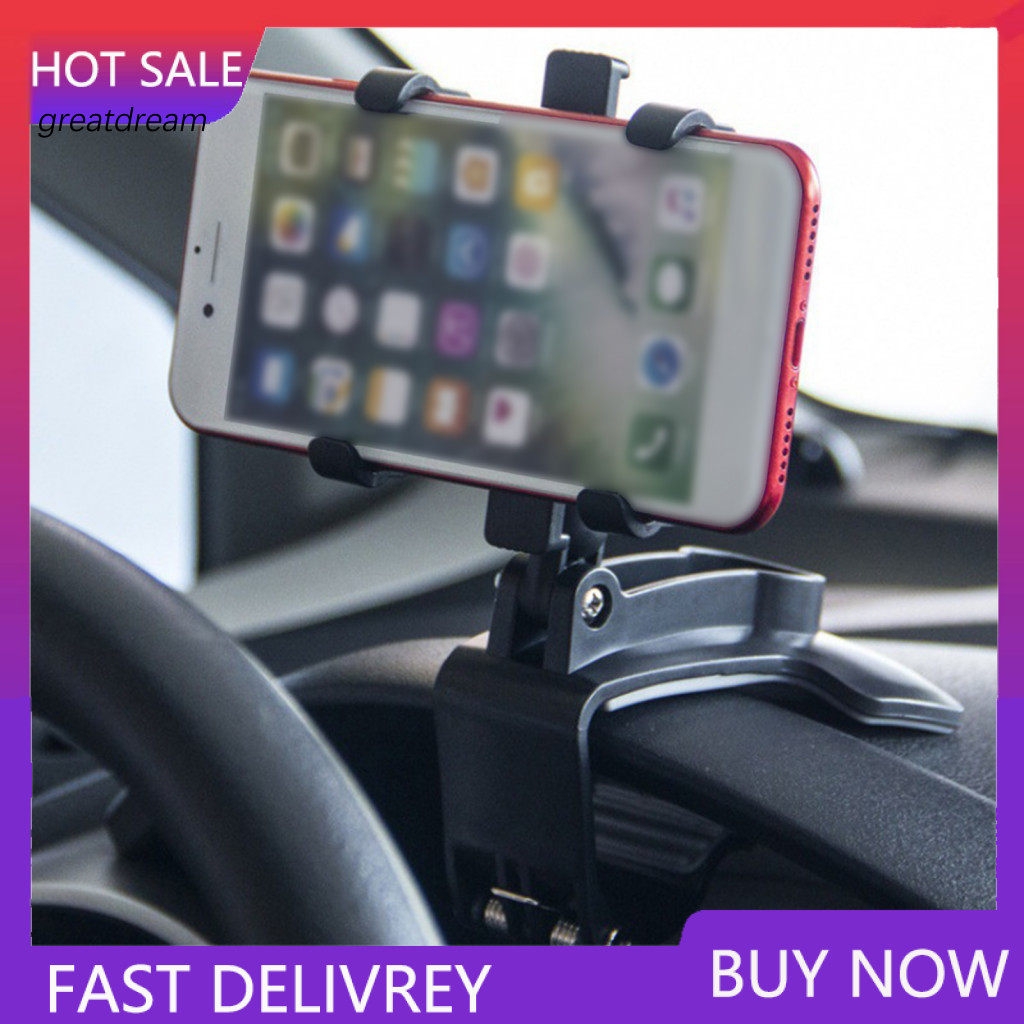 Multi-purpose Car Phone Holder Compact Mount 360° Rotation Foldable Dashboard Adjustable Stand for Sun Visor for Safe