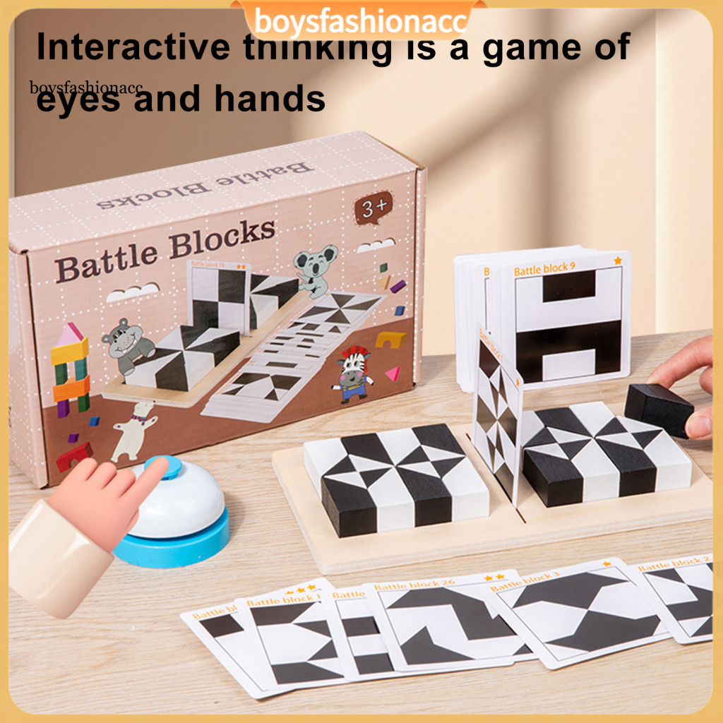 1 Set Wooden Brain Teaser Puzzle Toy for Toddlers – Black White Color Shape Learning Board Game Stem Educational Focus