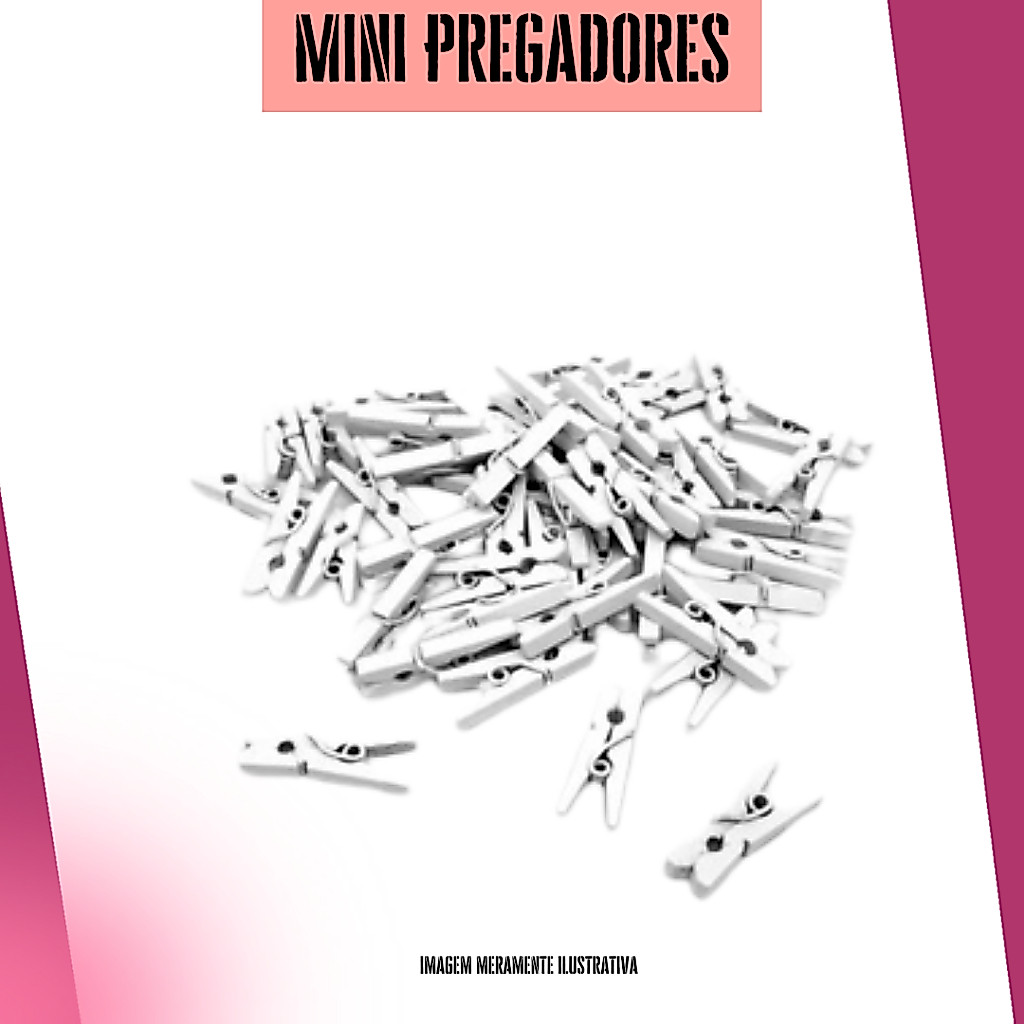 Kit Mini Pregador Para Tela Memory Board Fotos 50 Unidades Rosa Preto ou Branco