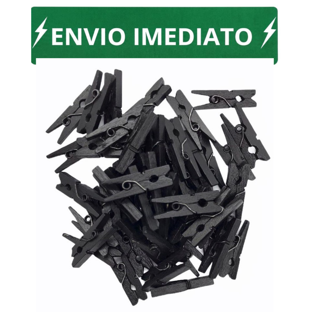 Mini pregador/ prendedor preto pequeno 2,5 cm e 3,5 cm - 5 ou 15 ou 50 unidades