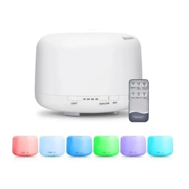 Difusor De Aromas Eletrico Aromatizador Air 300ml Essencial Oleo 7 Cores LED Com Controle