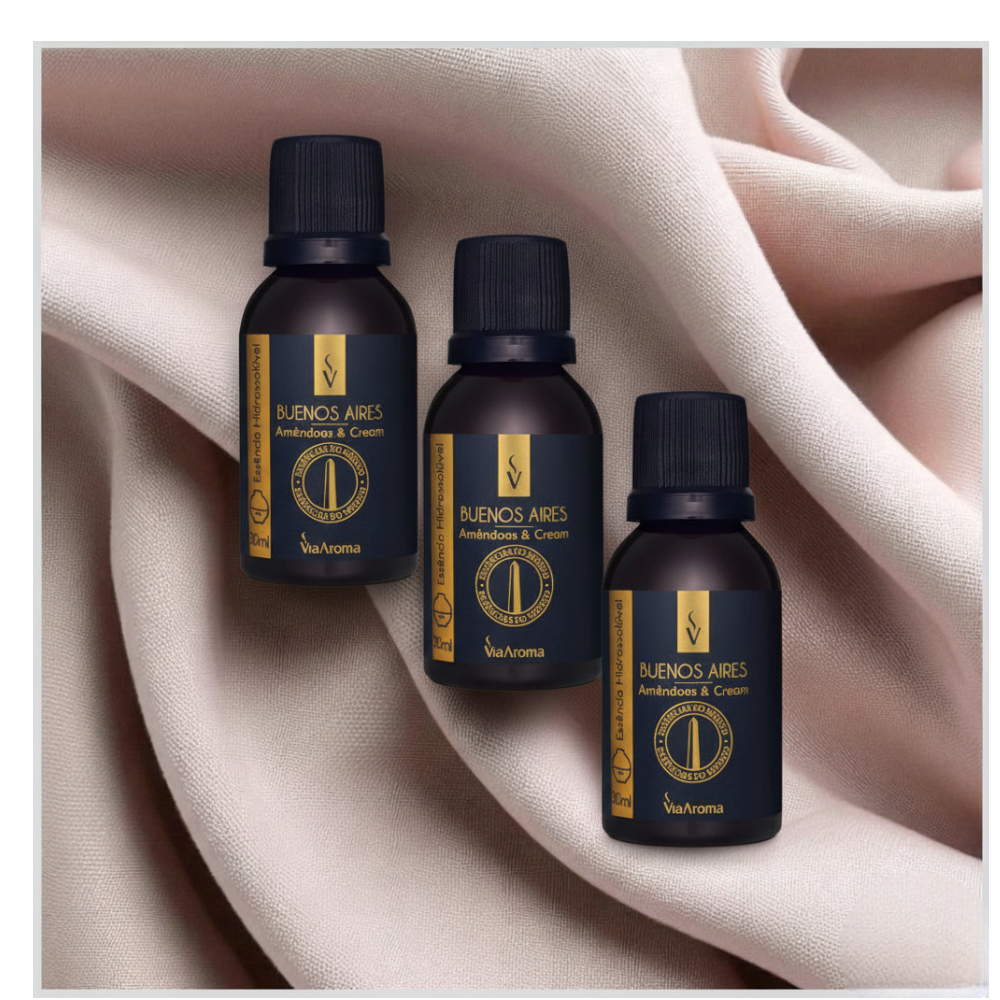 Essência Hidrossolúvel Buenos Aires Amêndoas & Cream Linha Mundo Via Aroma - 30ml