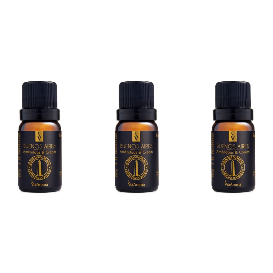 3 un Essências Buenos Aires/Amendoas & Cream-10Ml Via Aroma