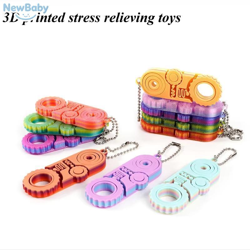 NEWBA 3D Impresso 3 Em 1 EDC Fidget Gear Pingente , Brinquedo De Alívio De Estresse Para Adultos