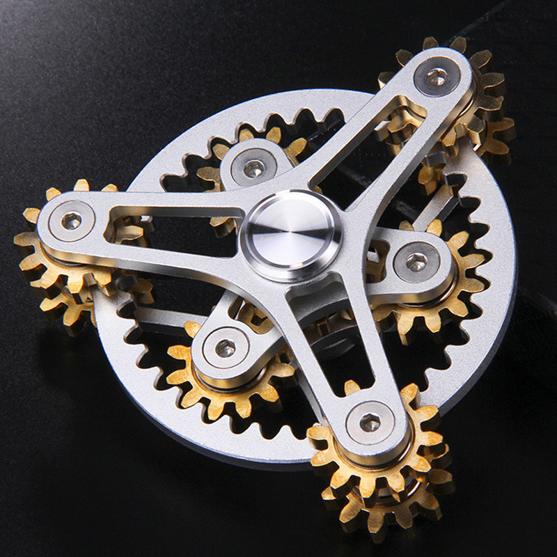 EDC Fingertip Spinner Gear Linkage Precisão Mecânica Chato Brinquedo de Descompressão Tecnologia Preta Ferramenta Prátic