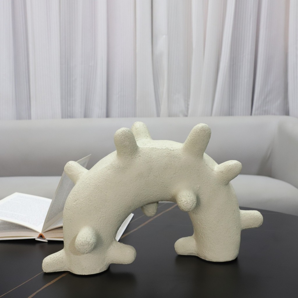 HTHY Modern minimalist geometric half-circle resin ornaments with a dotted pattern, suitable for living rooms, hallways,