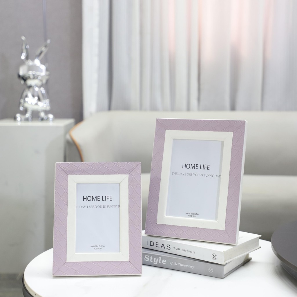 PXRM Modern minimalist woven-pattern leather photo frame, an artistic decorative piece for bedrooms, living rooms, and b