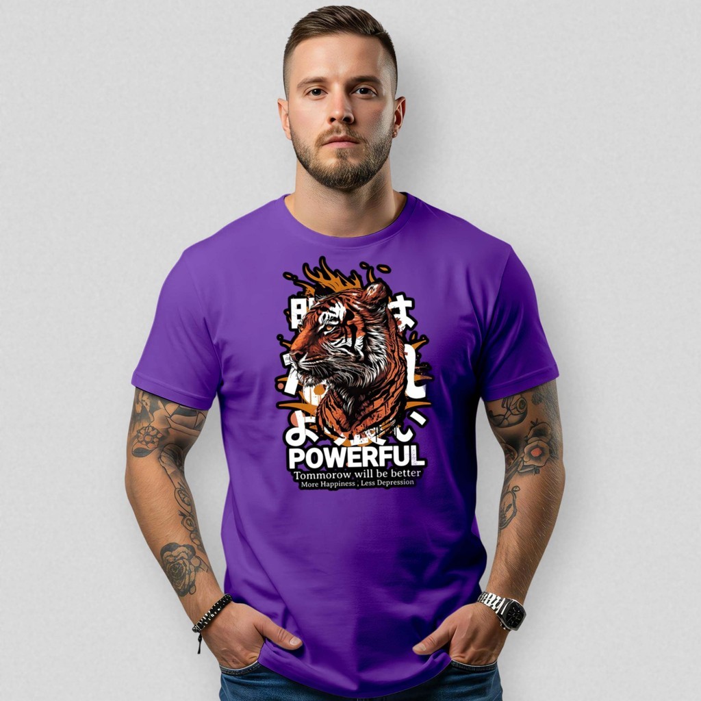 Camiseta Básica Masculina Academia Tigre Powerful Street Gola Redonda Premium Confortável Estiloso