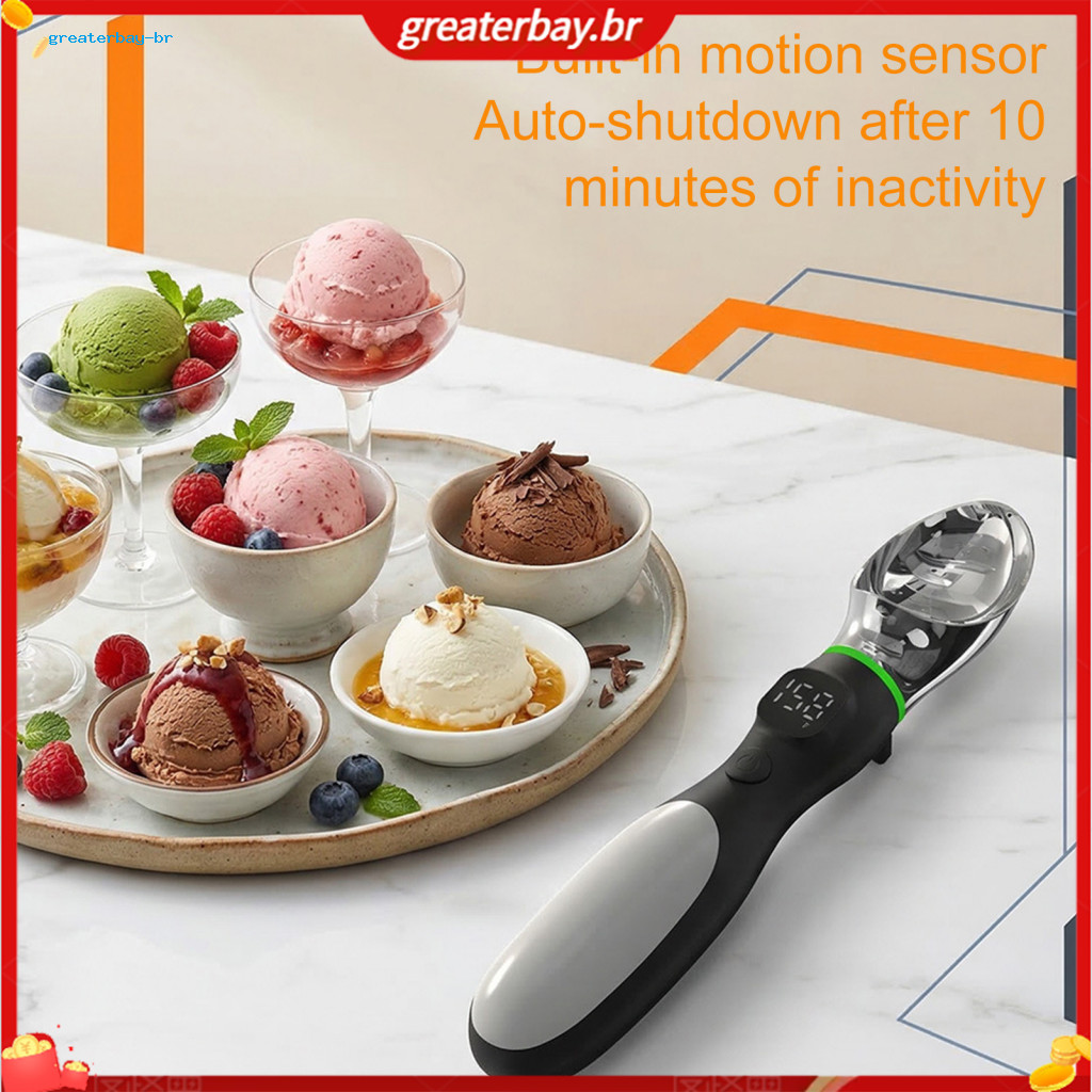Rechargeable Electric Ice Cream Scoop with Led Display – Heated Warming Spoon for Hard Gelato Frozen Yogurt Sorbet Eas