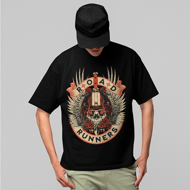 Camiseta Oversized Road Runners Caveira Style 100% Algodão