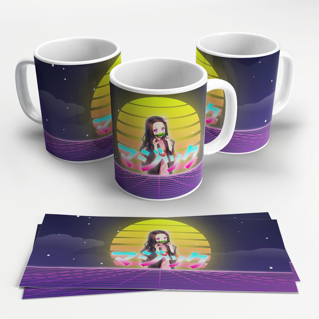 Caneca Personalizada Anime Kimetsu no Yaiba Demon Slayer Nezuko Estilo Blade Runner Cyberpunk 325ml