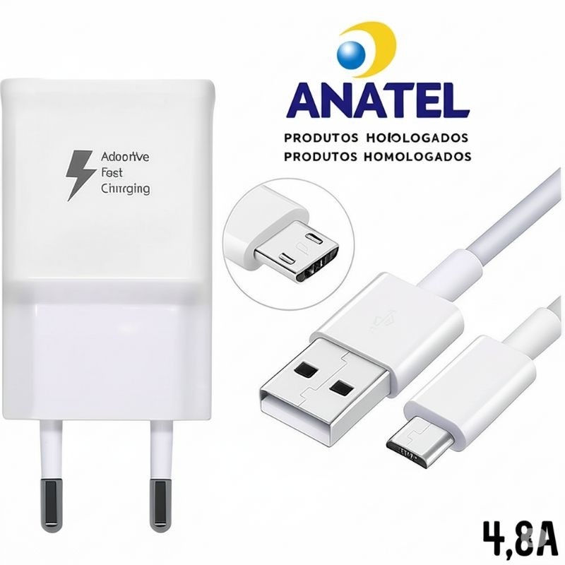 Carregador Turbo V8 Samsu J2 Prime J4 J5 Prime J6 J7 Prime J8 A02S A01 A10 A10s M10 Micro USB