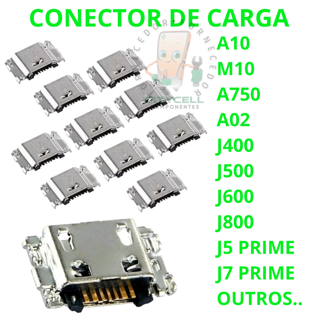 100 CONECTOR CARGA MANUTENÇÃO CELULAR SAMSU LINHA J LINHA A10 M10 A02 SERVE MUITOS MODELOS
