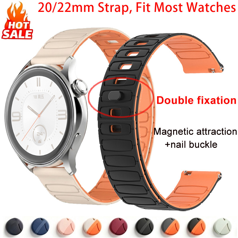 Pulseira De Silicone Magnética De 20mm 22mm Compatível Com Huawei Watch GT7/GT6/GT5 46mm Para Garmin 165/55/170/70 Samsu
