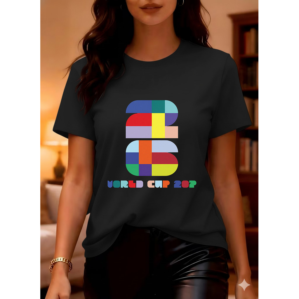 Camiseta Combinada De Camiseta E Calça De Jogos Do Mundo 2022, Design Colorido Com Padrão Geométrico, Tamanho