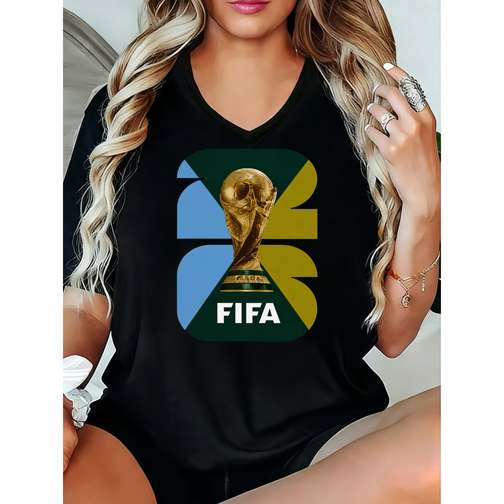 Camisa Do Mundo FIFA 2022, Verde, Azul E Dourado, Com Design Do Troféu Da Copa Do Mundo, Para Amigos E Fãs