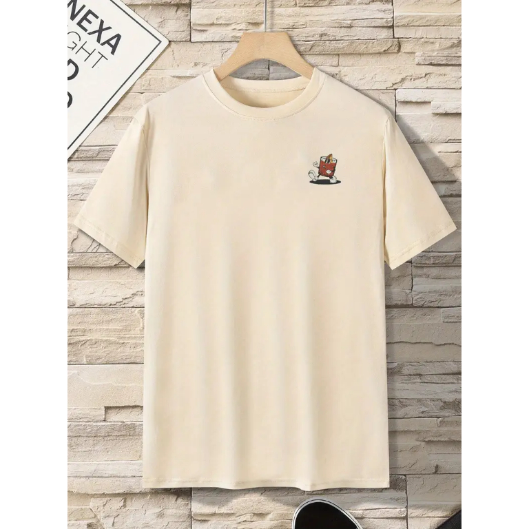 Camiseta Masculina Casual Manga Curta com Estampa de Negroni - Design Campari Gin Vodka Vermouth 2022-Envio Imediato