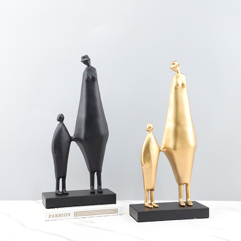 OWZO Modern minimalist abstract metal sculpture of holding hands figures, decorative piece for entryway, study, model ho
