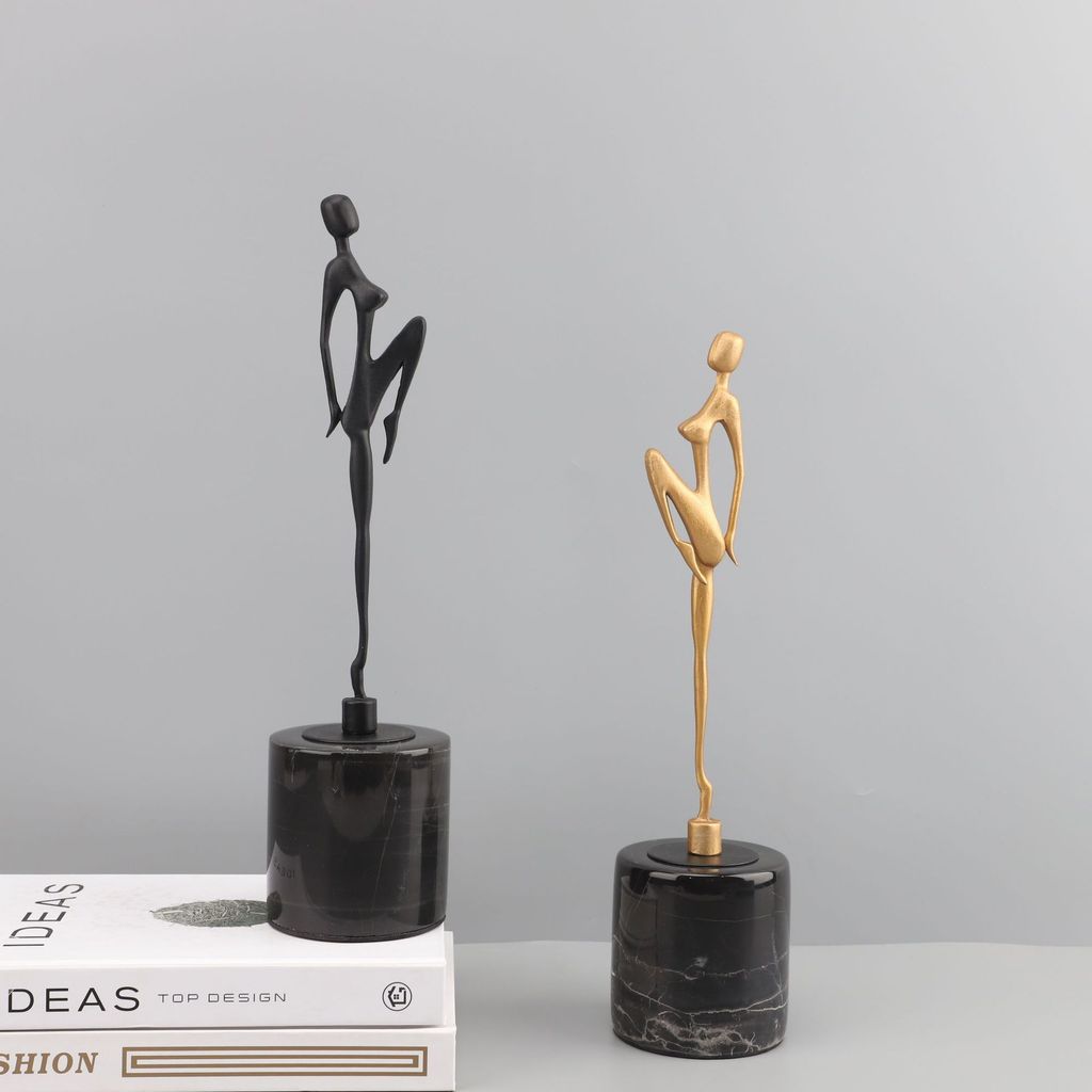 Modern minimalist marble and metal figure ornaments for model rooms, home TV cabinets, and living room creative soft dec