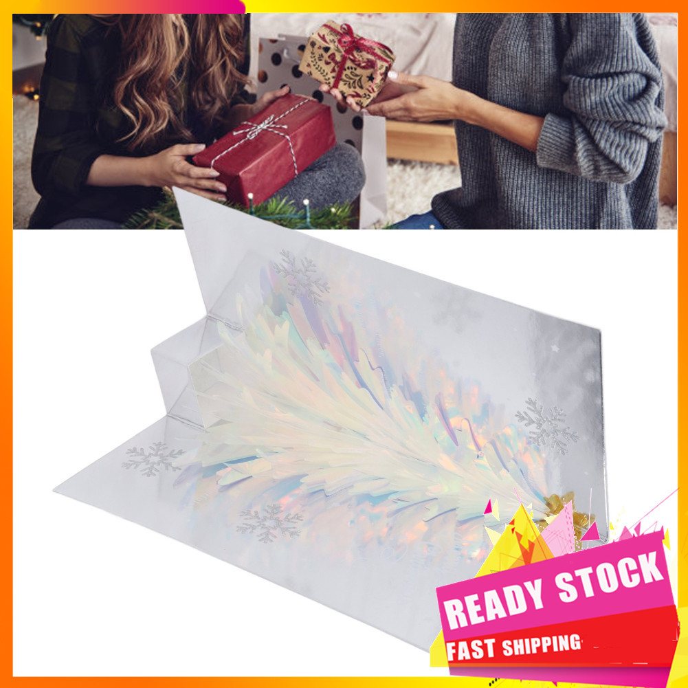 Gfgfgfgg Cartões de Natal 3D Pssopp Paper Up Card Design em relevo Tema de árvore brilhante para festa Cor azul (1
