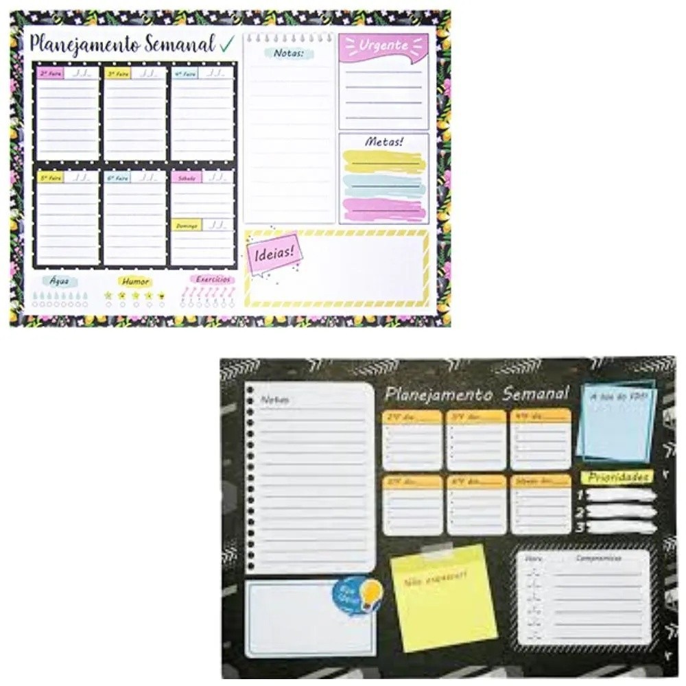 Bloco Planner Planejamento Semanal Fofo com 55 Folhas - Win Paper/ WX Gift