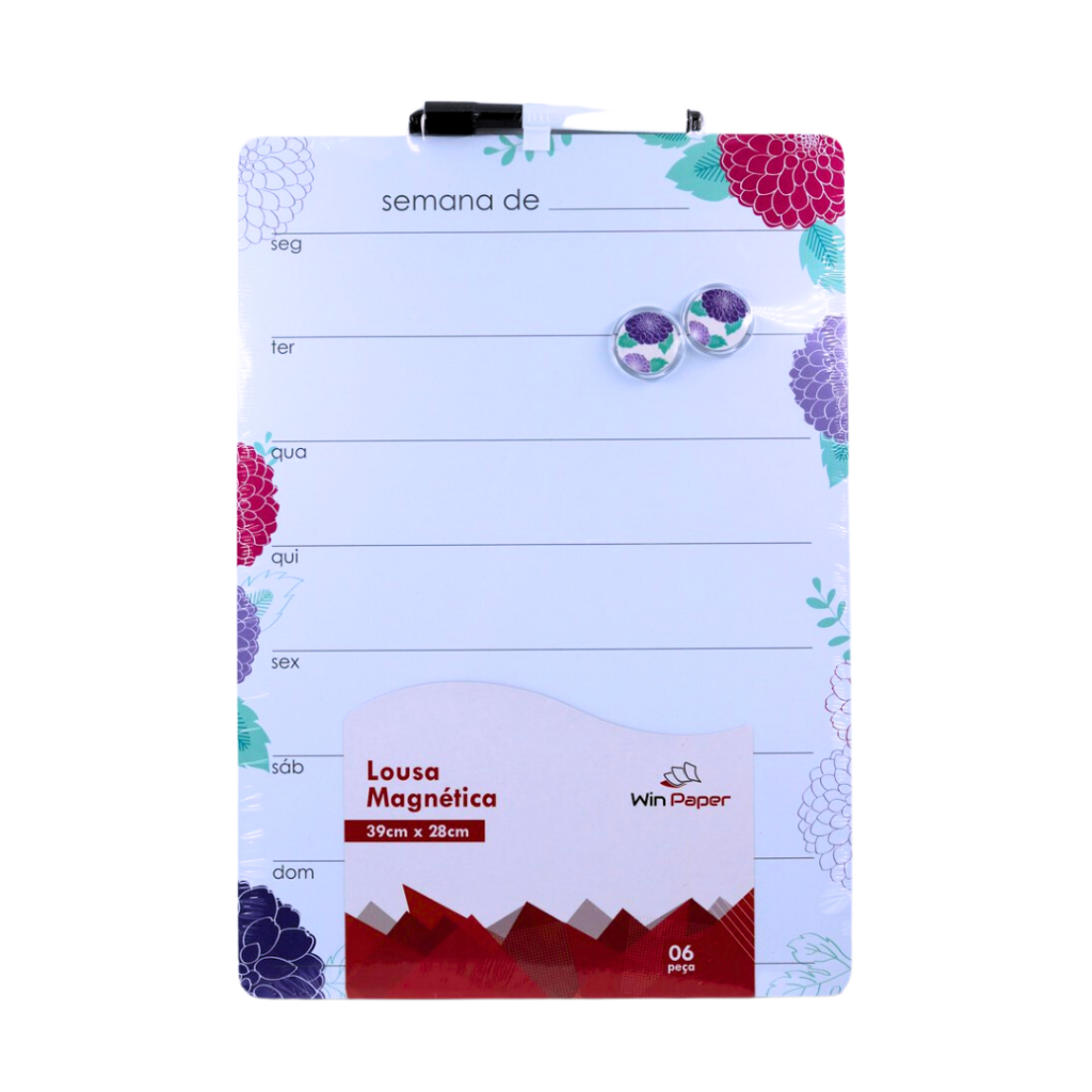 Quadro Lousa Magnética/  Planner Semanal Flores Unidade - Win Paper/ WX Gift