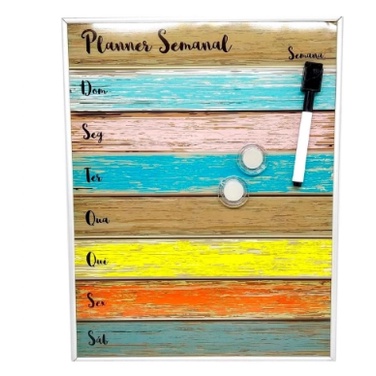 Lousa Magnética Planner Semanal com Imã e Marcador 28cm 35cm Win Paper