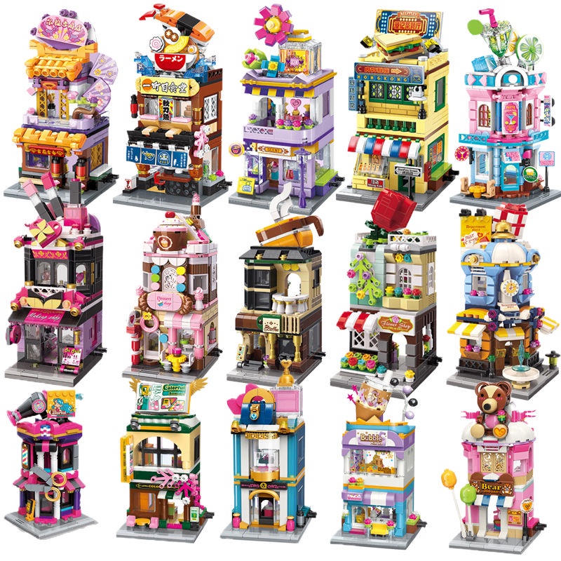 Compatível Com Os Blocos De Construção Lego Série Colorful Street View Keeppley Small Particle Assembly Brinquedos
