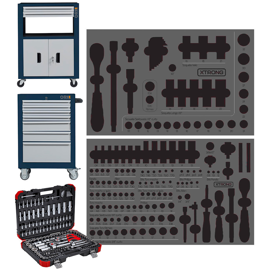 Berço em EVA para Jogo de Soquetes R45603172 Gedore Red para Carrinhos Xtrong XCAR e ORK CAR (Pequeno)