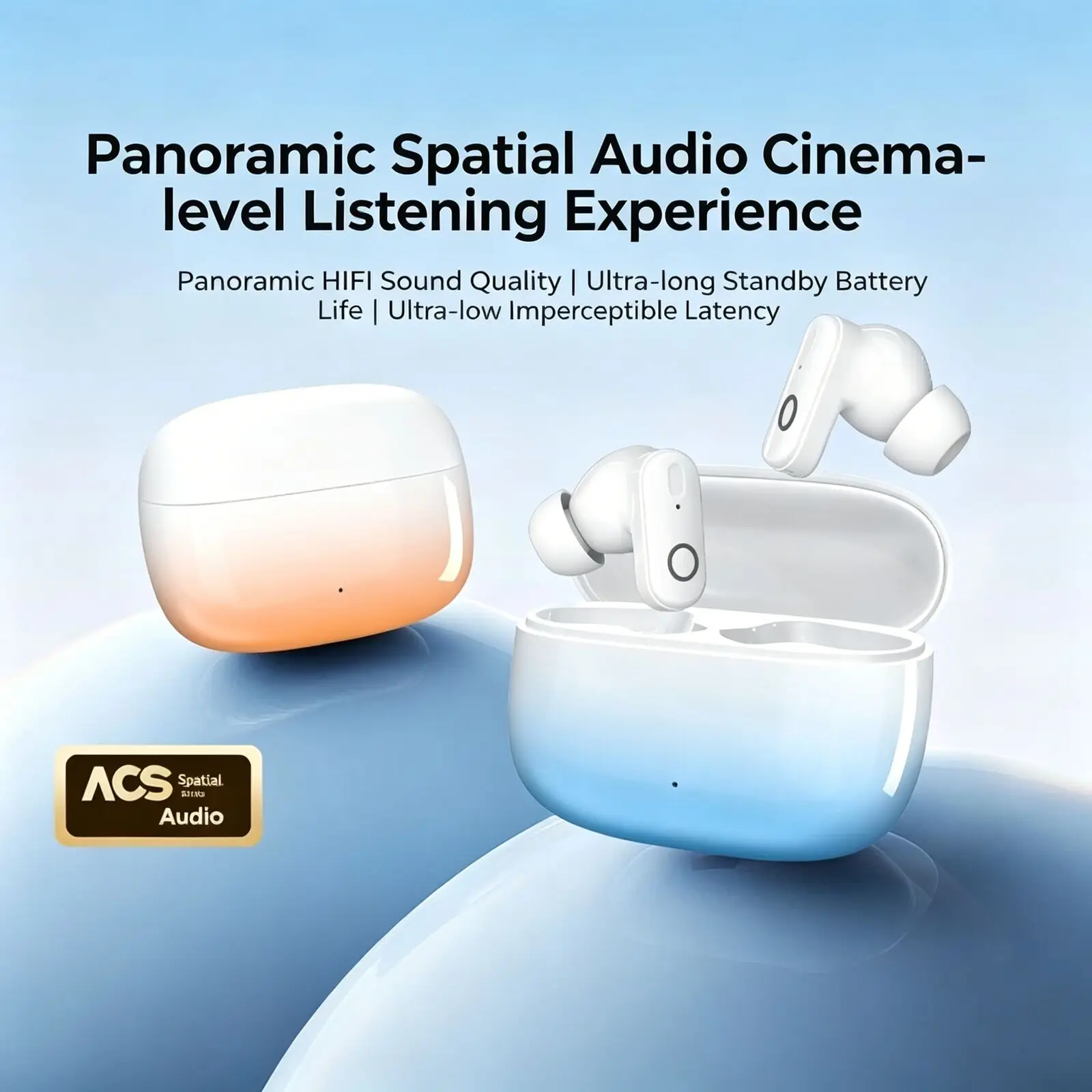 Wireless Bluetooth 5.4 In-Ear Earbuds HiFi Spatial Audio ANC Noise Cancelling Smart Touch Control Low Gaming Latency Waterproof