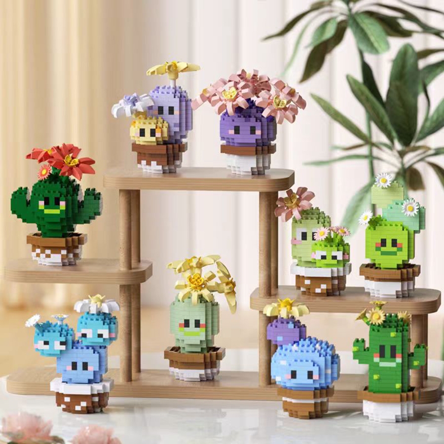 Cactus Building Block Bricks Toy Assembly Particle Children Development Education Collection Brinquedos Quebra-Cabeça Meninos E Meninas Aniversário Infantis