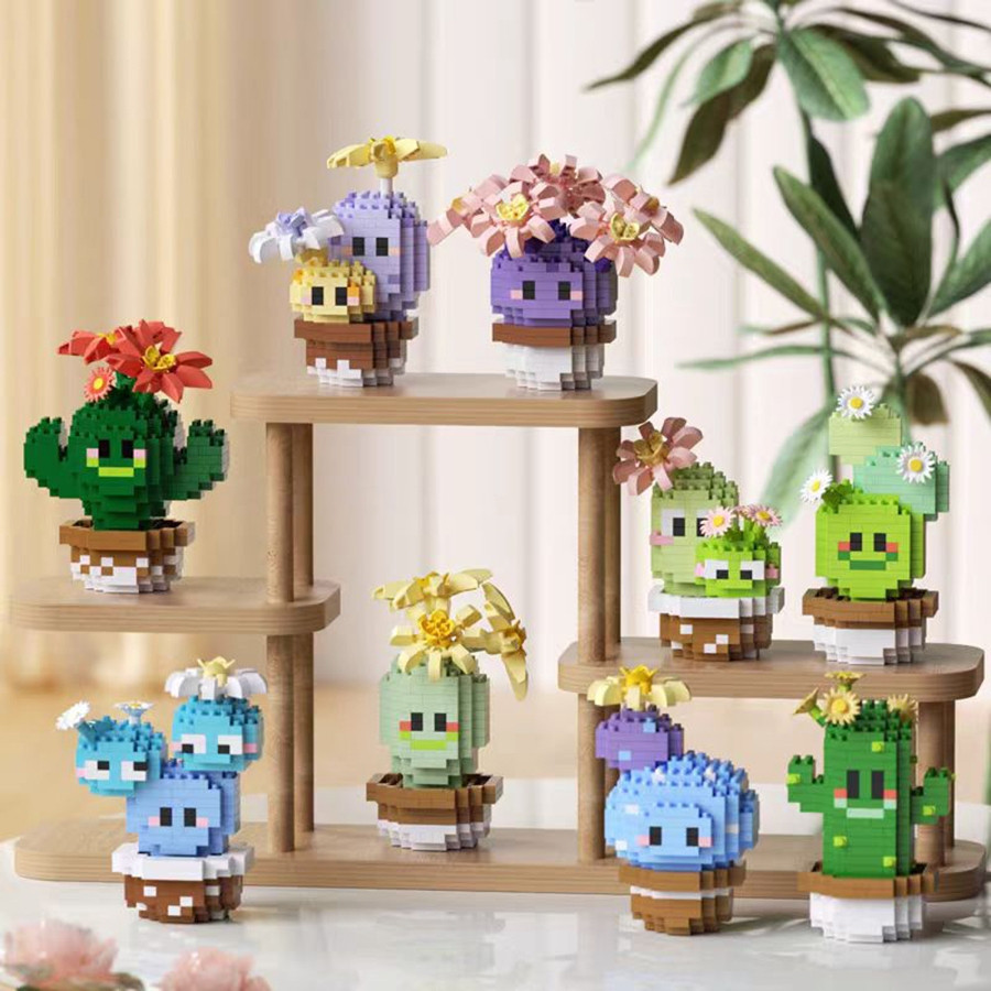 Cactus Building Block Bricks Toy Assembly Particle Children Development Education Collection Brinquedos Quebra-Cabeça Me