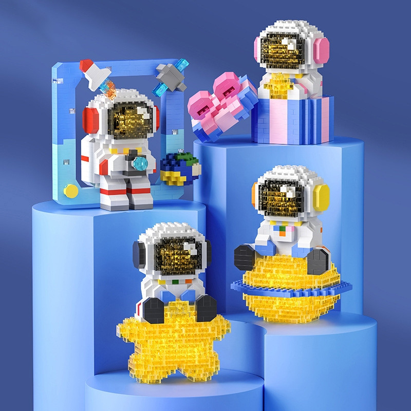 Astronauta Doll Cartoon Building Block Bricks Toy Assembly Particle Children Desenvolvimento Educação Coleção Brinquedos