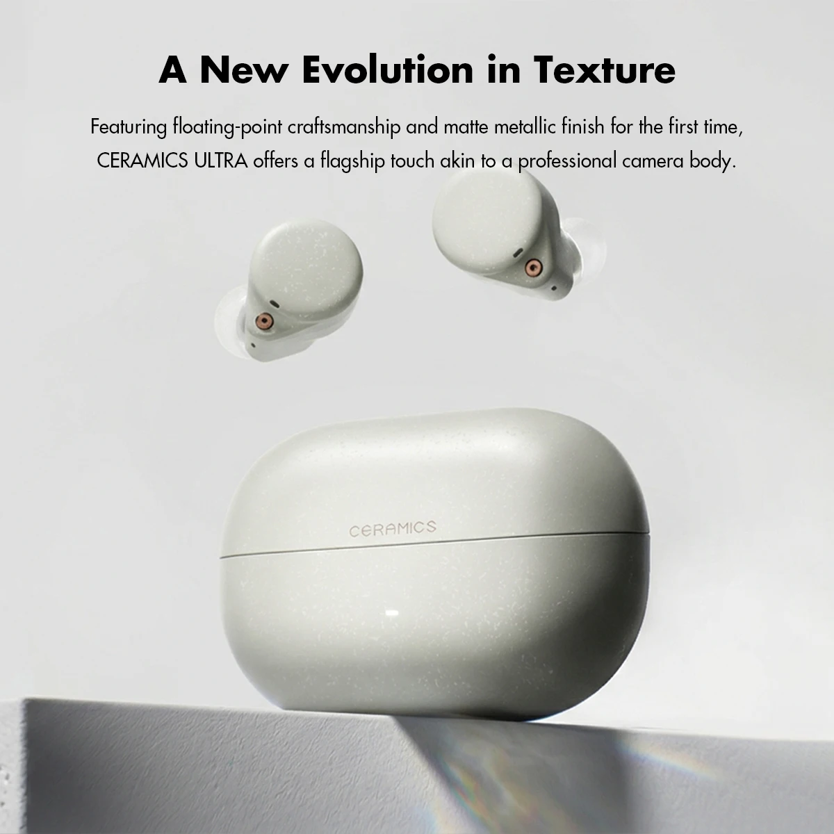 ROSESELSA Ceramics Ultra True Wireless Earbuds, 50dB Hybrid ANC Earphones,4 Mic AI Call, Hi-Res LDAC/LHDC Audio, HR+ Planck Driv