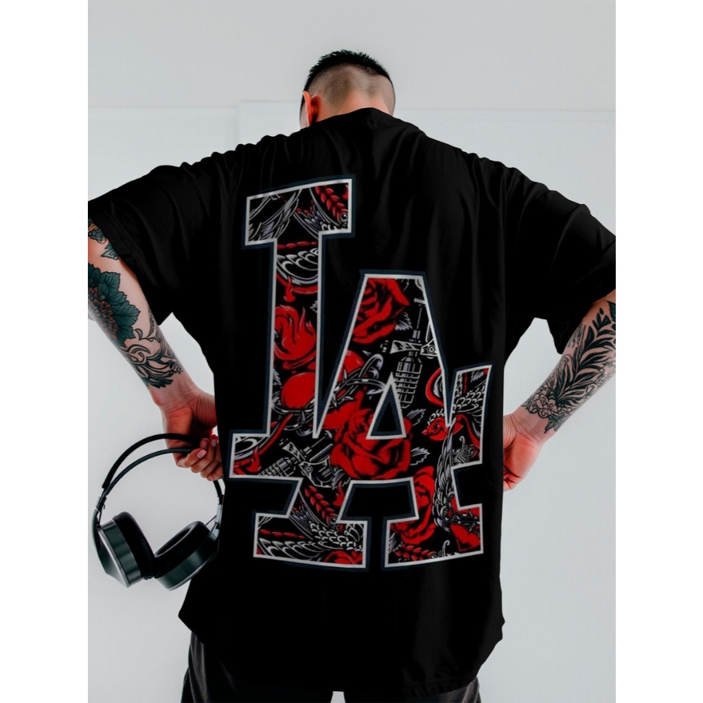 Camiseta Oversized Unissex L.A Los Angeles City Street 100% Algodão Blusão Gym Estilosa Over Treino