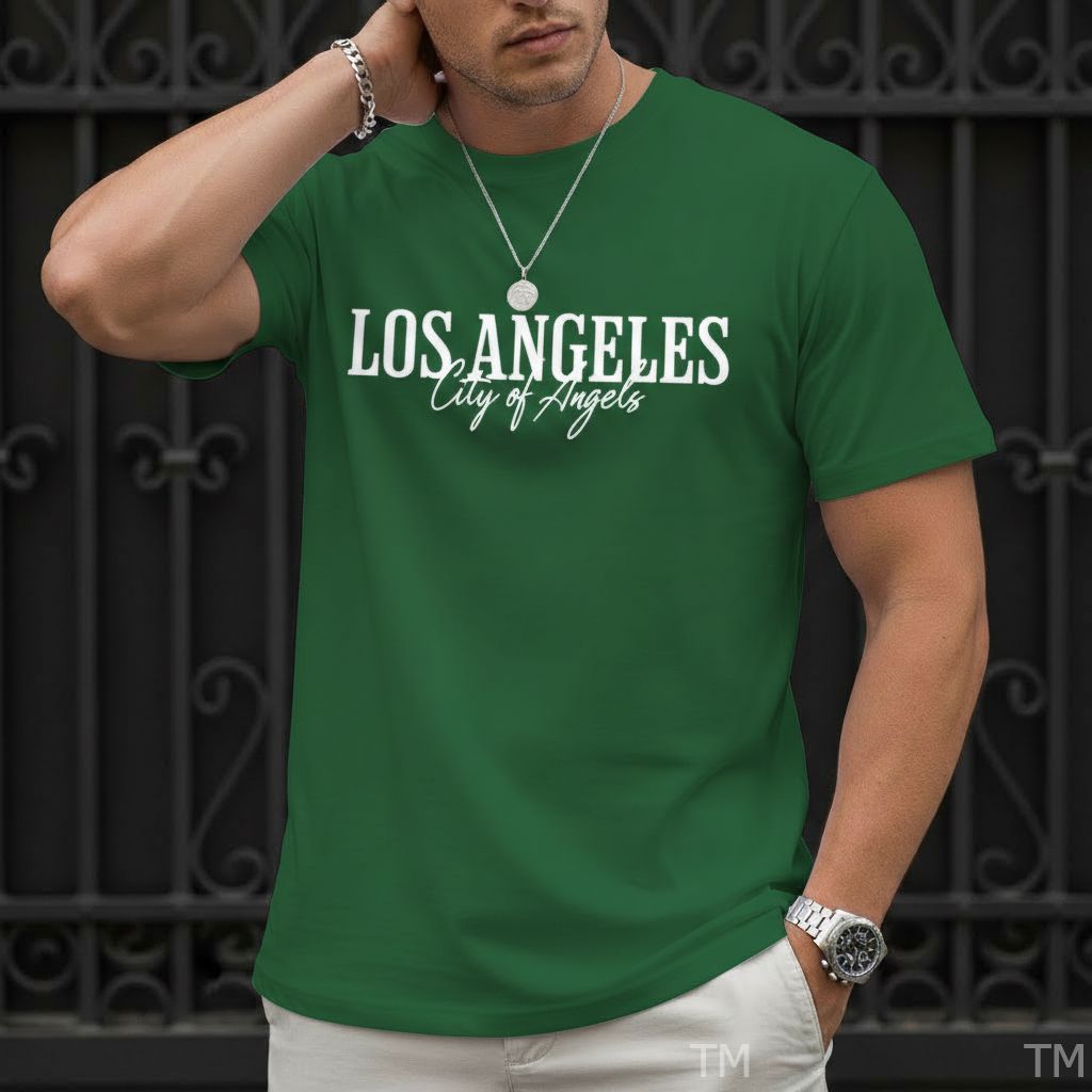 Camiseta Unissex Estilosa Masculina Estampada Los Angeles City Angels Street Camisa Respirável